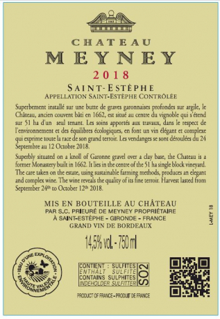 Backlabel Chateau Meyney 2018 Saint Estephe