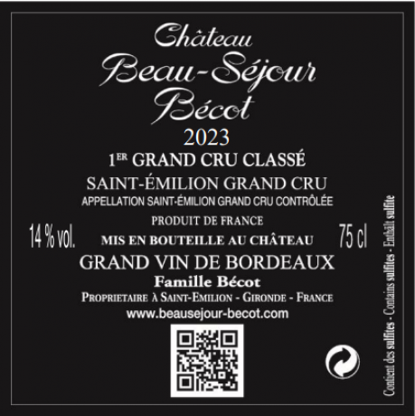 back Chateau Beau Sejour Becot 2023 Saint Emilion