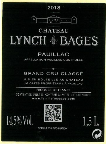 Bages jetzt 2018 - Chateau verfügbar Pauillac Lynch CB-Weinhandel