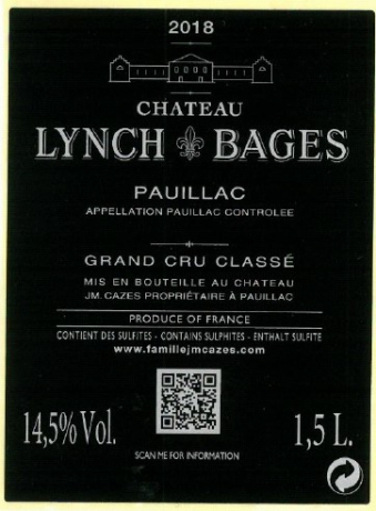 rueckseite Chateau Lynch Bages 2018 Pauillac