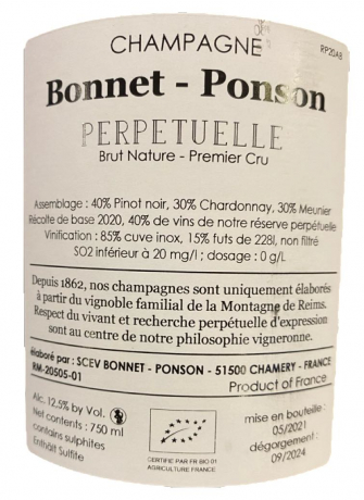 Champagne Bonnet - Ponson Cuvée Perpétuelle Non Dosé Premier Cru