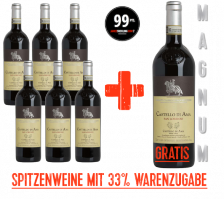 Castello di Ama 6* Gran Selezione San Lorenzo 2021 + 1 Magnum gratis